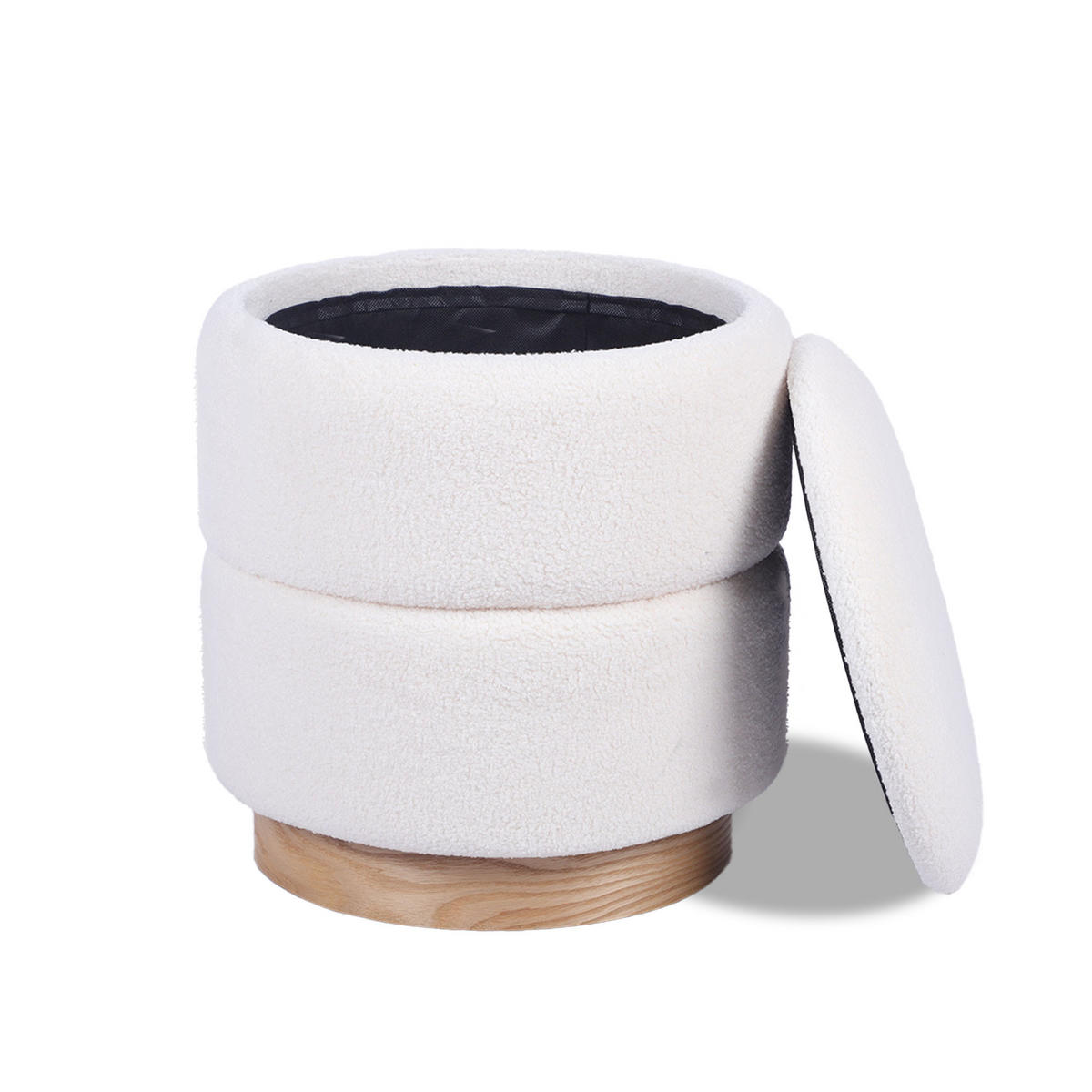 TRUHENHOCKER Roméo aus weißem Frotteestoff - Weiß, Holzwerkstoff/Textil (37/42/37cm) - Sicaan