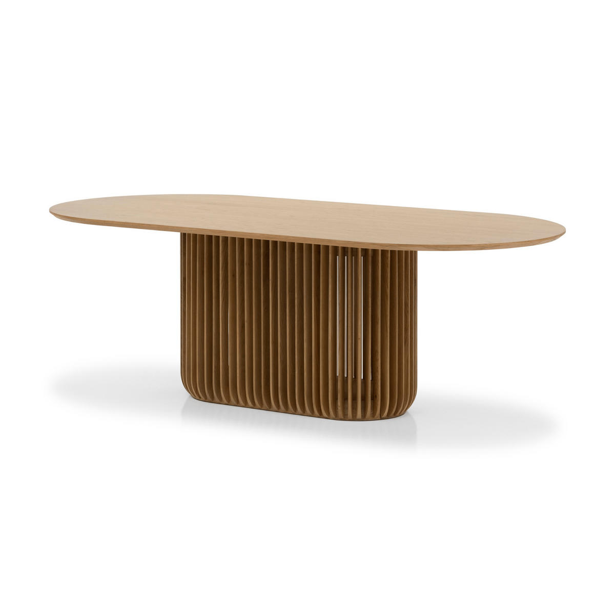ESSTISCH Franz, Natur Massiveiche, Ø190 cm - Beige, Holz (190/100/76cm) - WOODEK