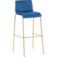 BARHOCKER Samt Blau - Blau/Goldfarben, Textil/Metall (43/100/48cm) - CLP