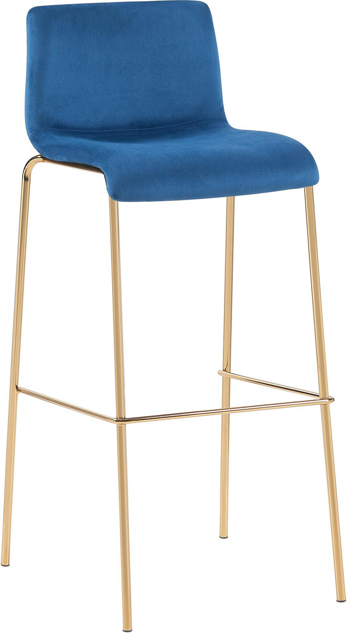 BARHOCKER Samt Blau - Blau/Goldfarben, Textil/Metall (43/100/48cm) - CLP