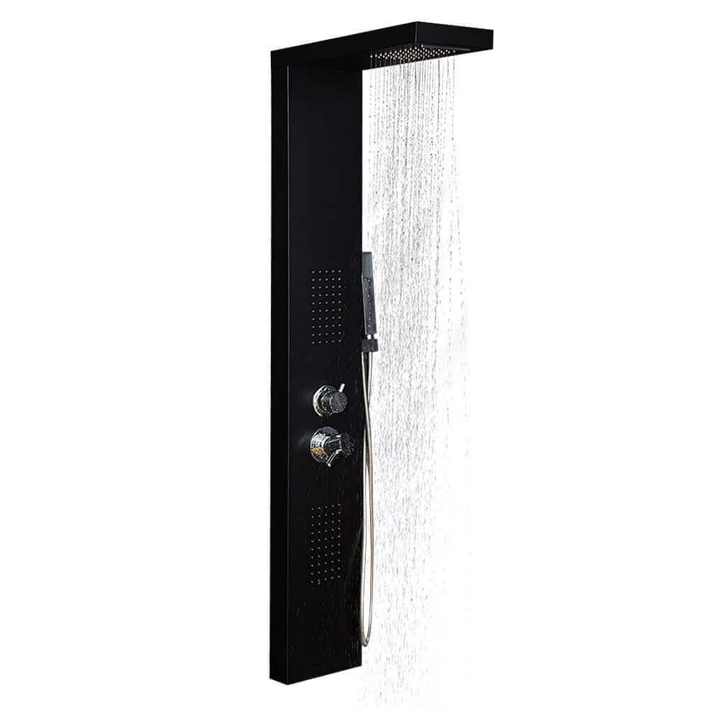 DUSCHPANEEL mit Regendusche CASCATA – Schwarz - Schwarz, Metall (20/142/50.5cm) - Home Deluxe