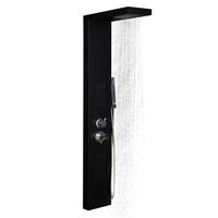 DUSCHPANEEL mit Regendusche CASCATA – Schwarz - Schwarz, Metall (20/142/50.5cm) - Home Deluxe