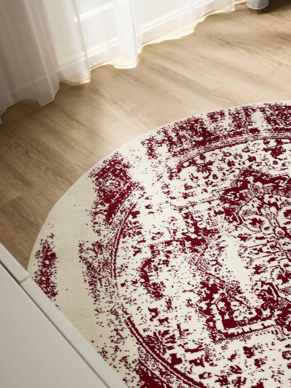 VINTAGE-TEPPICH Suki ø 120 cm rund - Rot/Creme, Kunststoff (120/120cm) - benuta