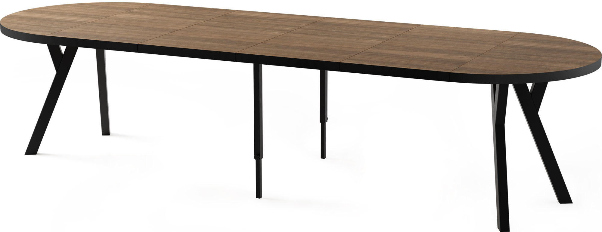 ESSTISCH Twixy XXL groß rund oval ausziehbar, Eiche Dunkelbraun Rustikal 100-300/100/76 cm - Kastanienfarben/Schwarz, Holz/Holzwerkstoff (100/300/76cm) - WFL GROUP