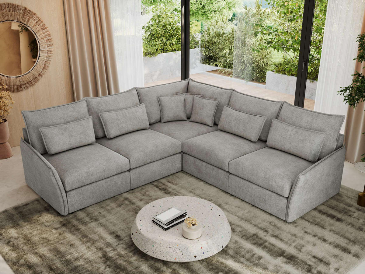 ECKSOFA VERSO L Hellgrau Struktur - Hellgrau/Schwarz, Kunststoff/Textil (270/270cm) - MKS