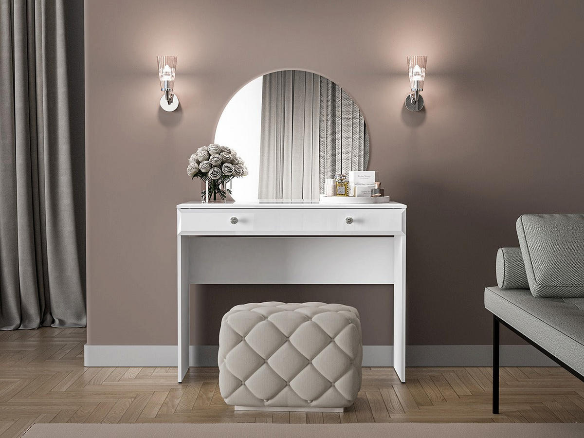 SCHMINKTISCH – 100 cm – Glamour – Weiß - Weiß, Holzwerkstoff (100/79/41cm) - hi-markt