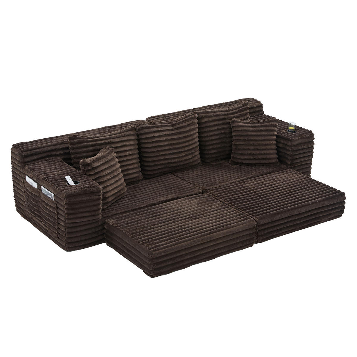 SCHLAFSOFA DE-33739 mit Seitentaschen Kaffeebraun - Braun, Textil (107.48/34.25/38.58cm) - ComfortXL