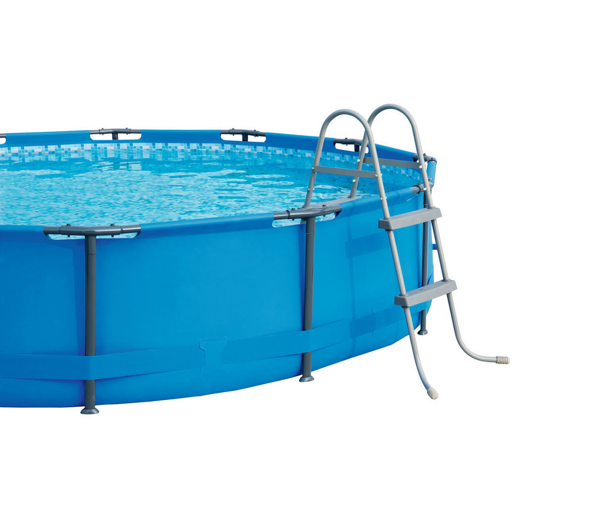 POOL-LEITER Eggo für 84cm Poolhöhe Grau 116x66x112cm - Grau, Kunststoff (66/116/112cm) - DELUKE