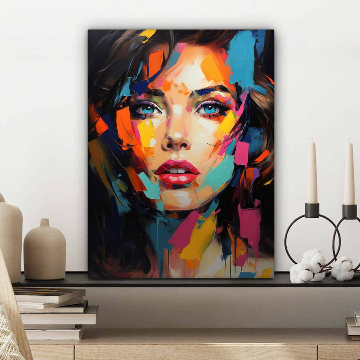 LEINWANDBILD Frau - Porträt - Farbenfroh - Kunst 30x40 cm - Multicolor, Textil (30/40cm) - MuchoWow