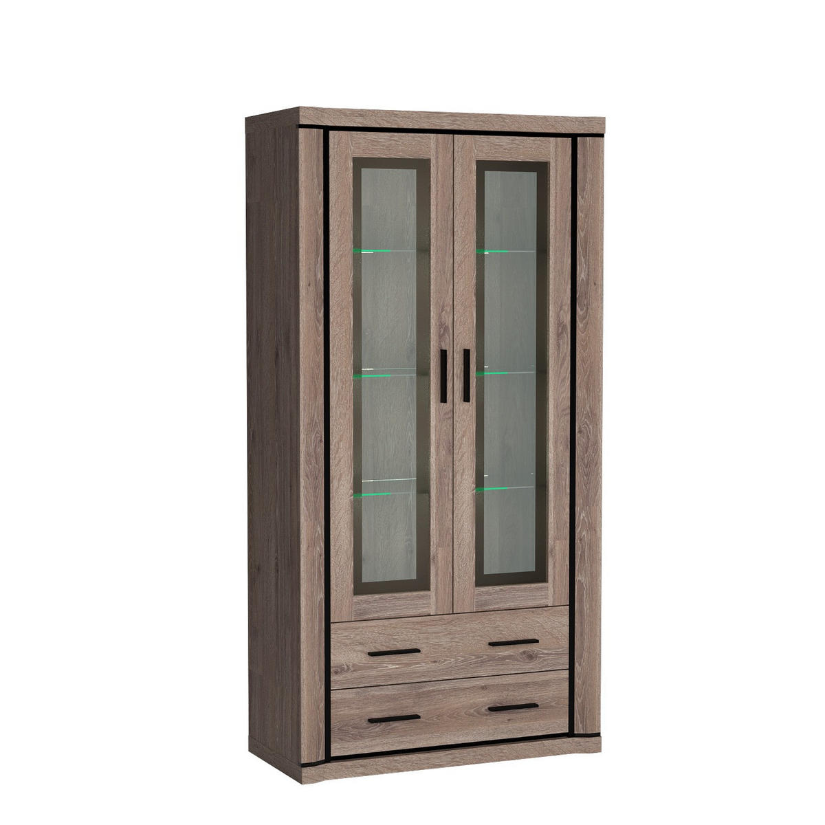 VITRINE Dallas D-17 97 x 192 x 45 cm Trüffeleiche - Trüffeleichefarben, Glas/Holzwerkstoff (97/192/45cm)