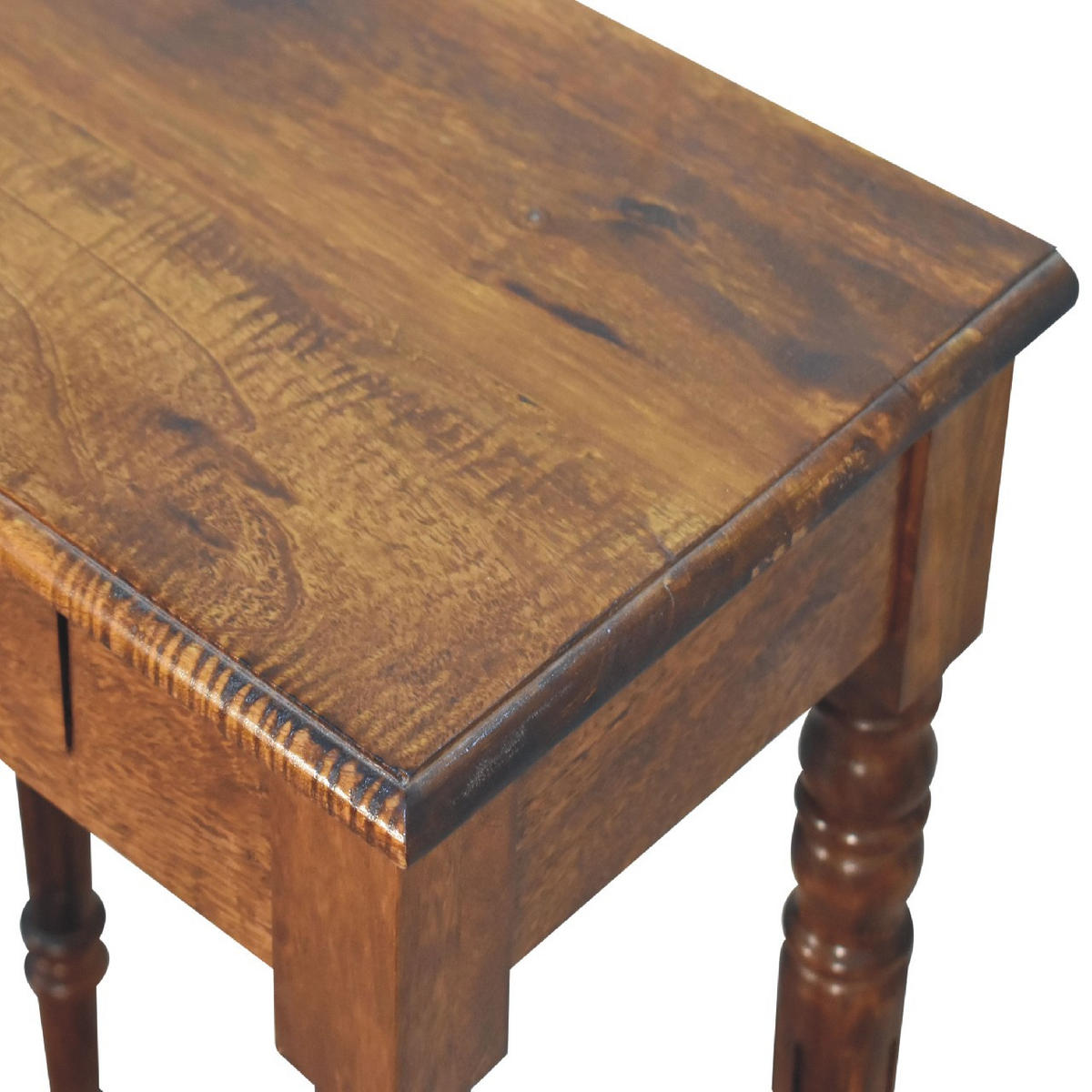 SCHREIBTISCH mit handgeschnitzten Beinen - Kastanienfarben/Messingfarben, Holz/Metall (35/60/78cm) - Artisan Furniture