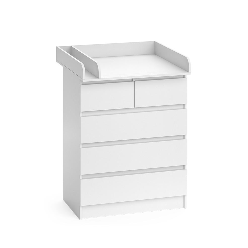 WICKELKOMMODE Emma Weiß 80 x 110.2 cm mit 5 Schubladen - Weiß, Holzwerkstoff (80/110.2/76cm) - Vicco