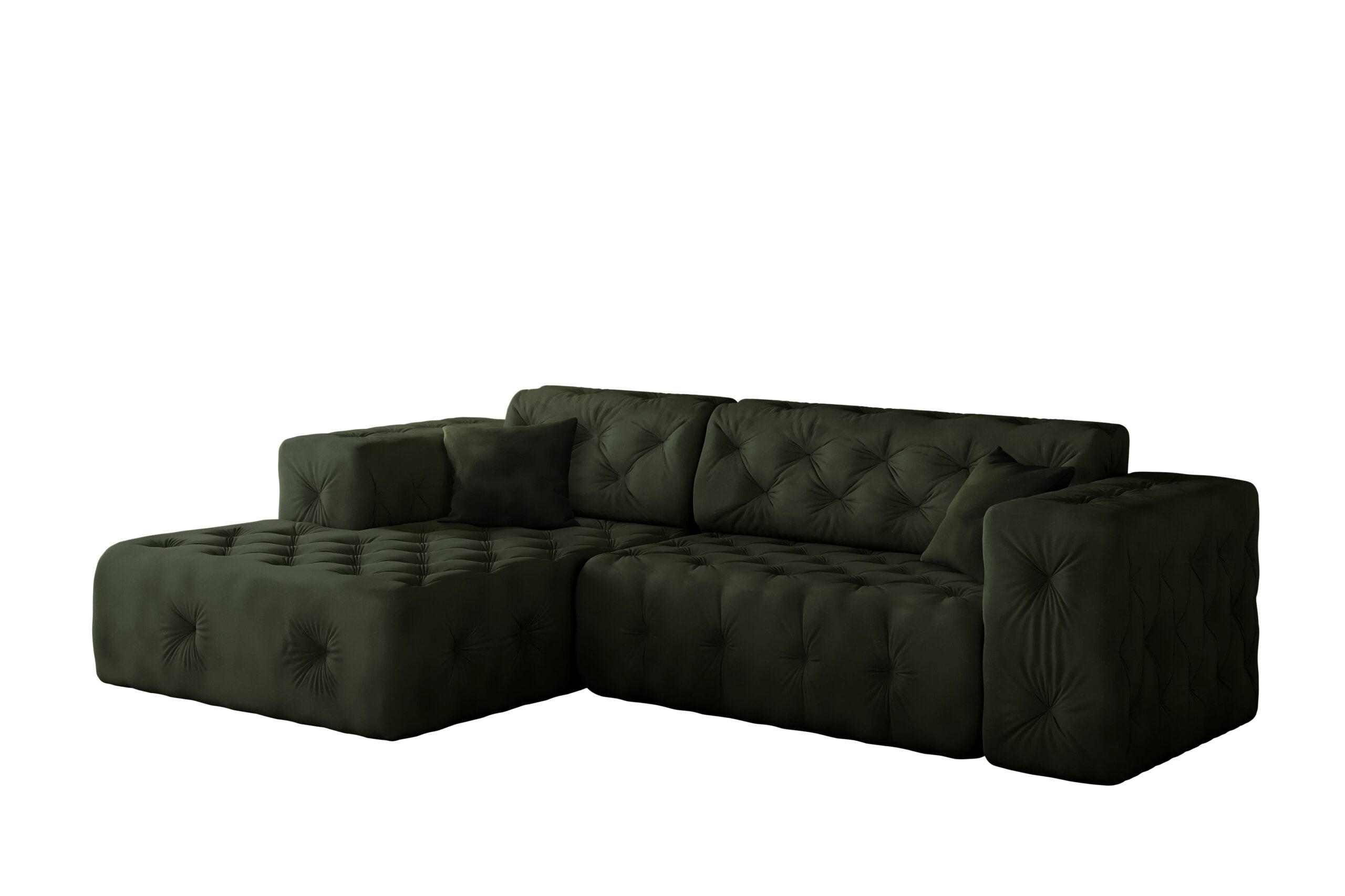 ECKSOFA L-Form Gesteppt LUX Stoff Whisper Links Grün - Grün, Holz/Kunststoff (165/266cm) - Kaiser Möbel