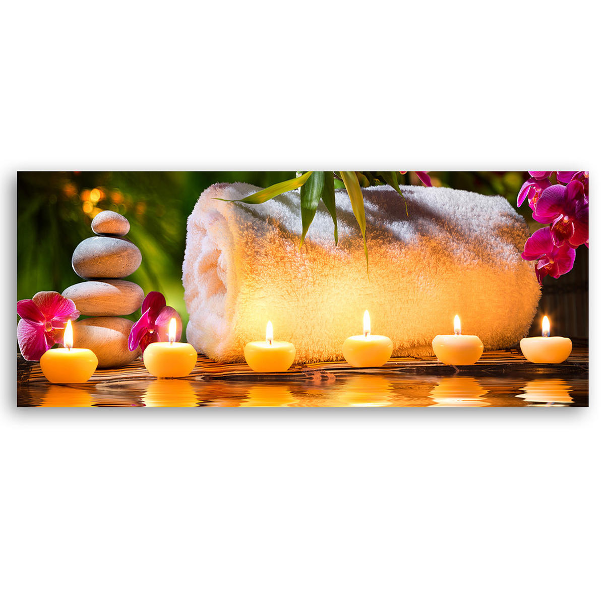 WANDBILD steine kerze - Multicolor, Textil (90/30cm) - Feeby