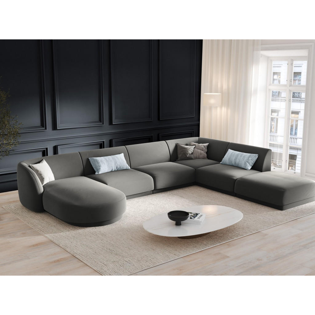 Thumbnail - Micadoni Panoramasofa, Hellgrau, Textil, 6-Sitzer, U-Form, 255x70x330 cm, Hergestellt in Europa, Oeko-Tex®, Wohnzimmer, ...