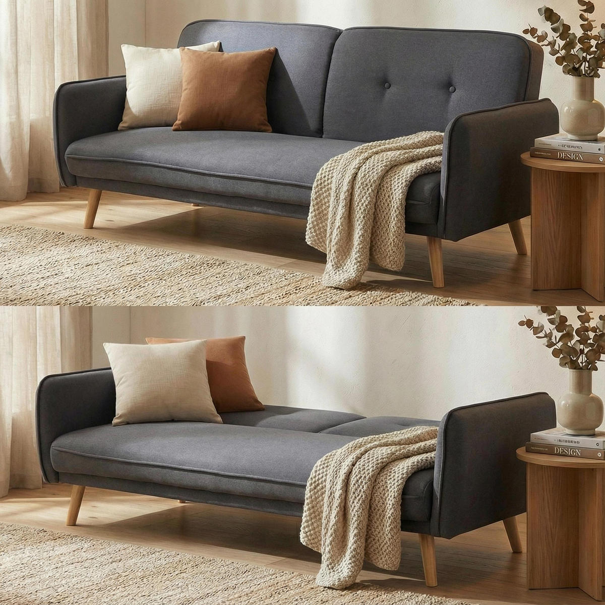 SCHLAFSOFA Anthrazit - Anthrazit, Textil (185/78/85cm) - MCW