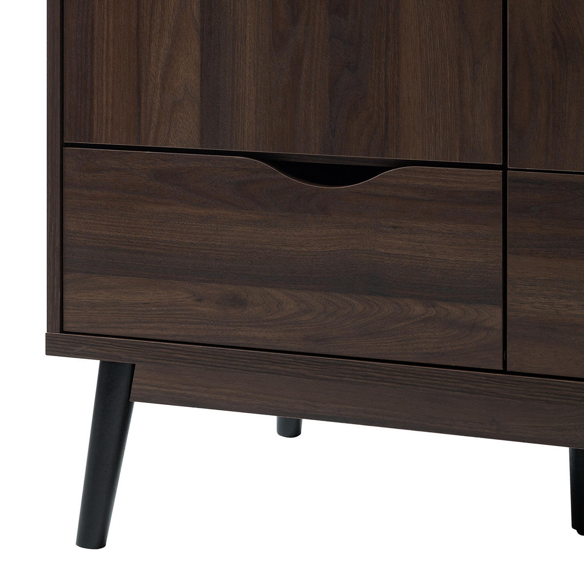 DREHTÜRENSCHRANK mit 3 Türen - Walnuss Dekor - Walnussfarben/Schwarz, Holz/Holzwerkstoff (146/200/58cm) - home24