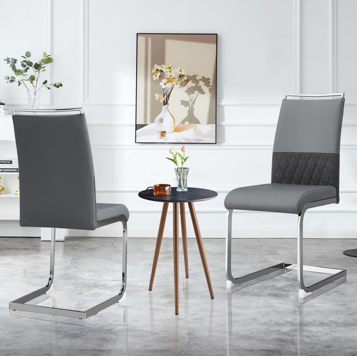ESSZIMMERSTUHL 6er-Set ergonomisch Sitzfläche 42 x 45 cm Grau - Grau, Metall (42/95/48.2cm) - Meubliv