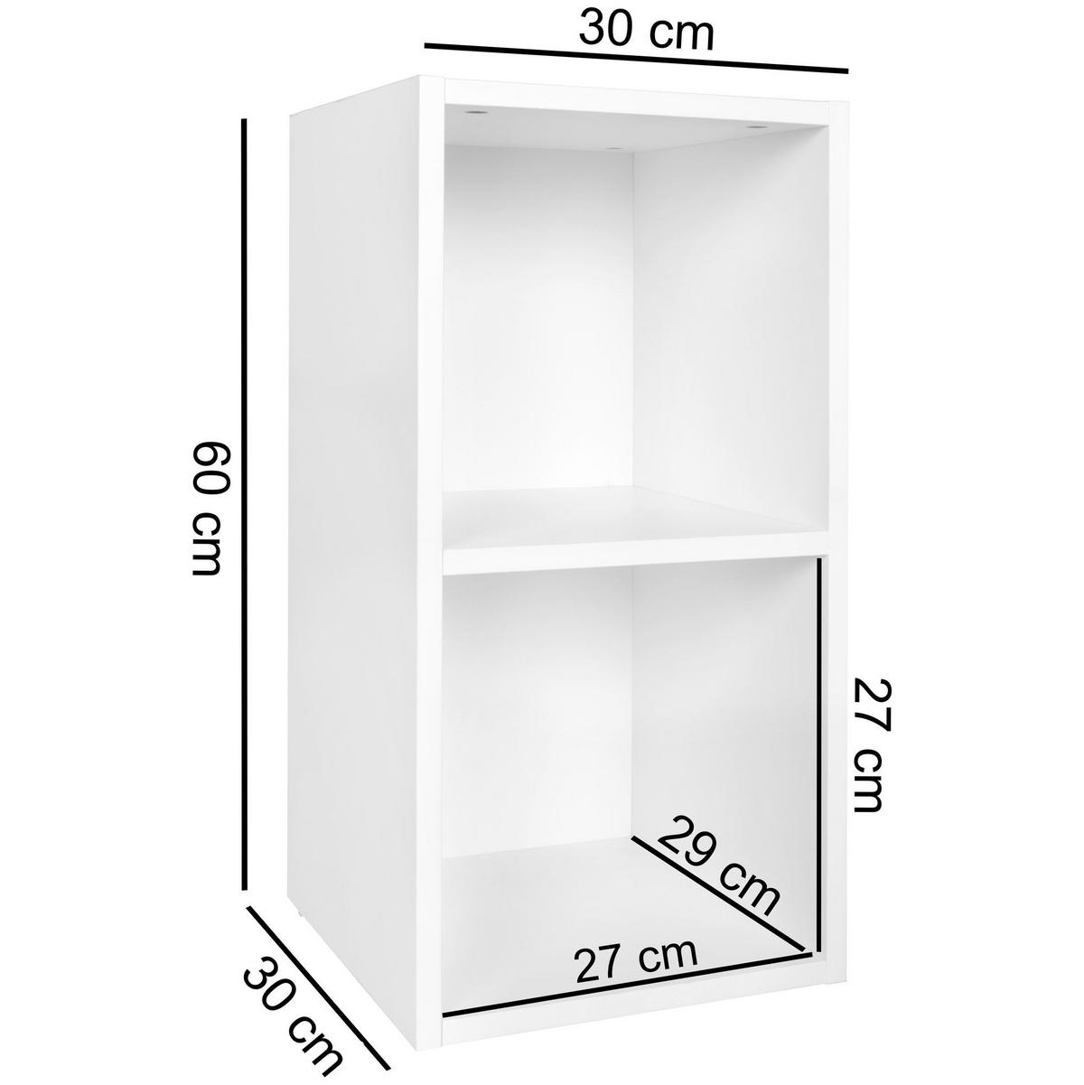 REGAL Melamin 2 Fächer Kompakt CERVINO, Weiß 30x30x60 cm - Weiß, Holz (30/60/30cm) - KADIMA DESIGN