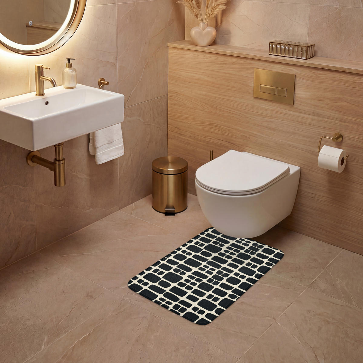 WC PŘEDLOŽKA Moderní - organické - černé 40x60 cm - antracitová, textil/plast (40/1cm) - OnlyWow