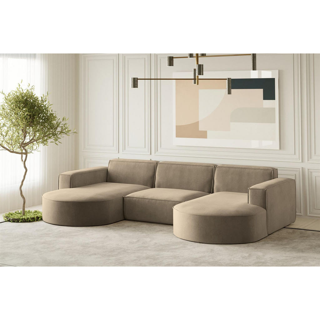Thumbnail - Fun Möbel Wohnlandschaft, Braun, Textil, U-Form, 299x78x165 cm, Wohnzimmer, Sofas & Couches, Wohnlandschaften, Wohnlands...