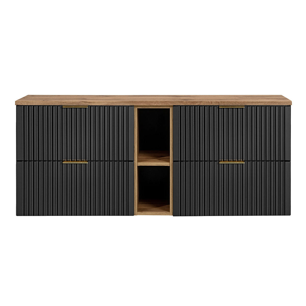 WASCHTISCHUNTERSCHRANK 140.8cm Adriel Schwarz - Schwarz, Holzwerkstoff (140.8/59/46cm) - Petits-meubles