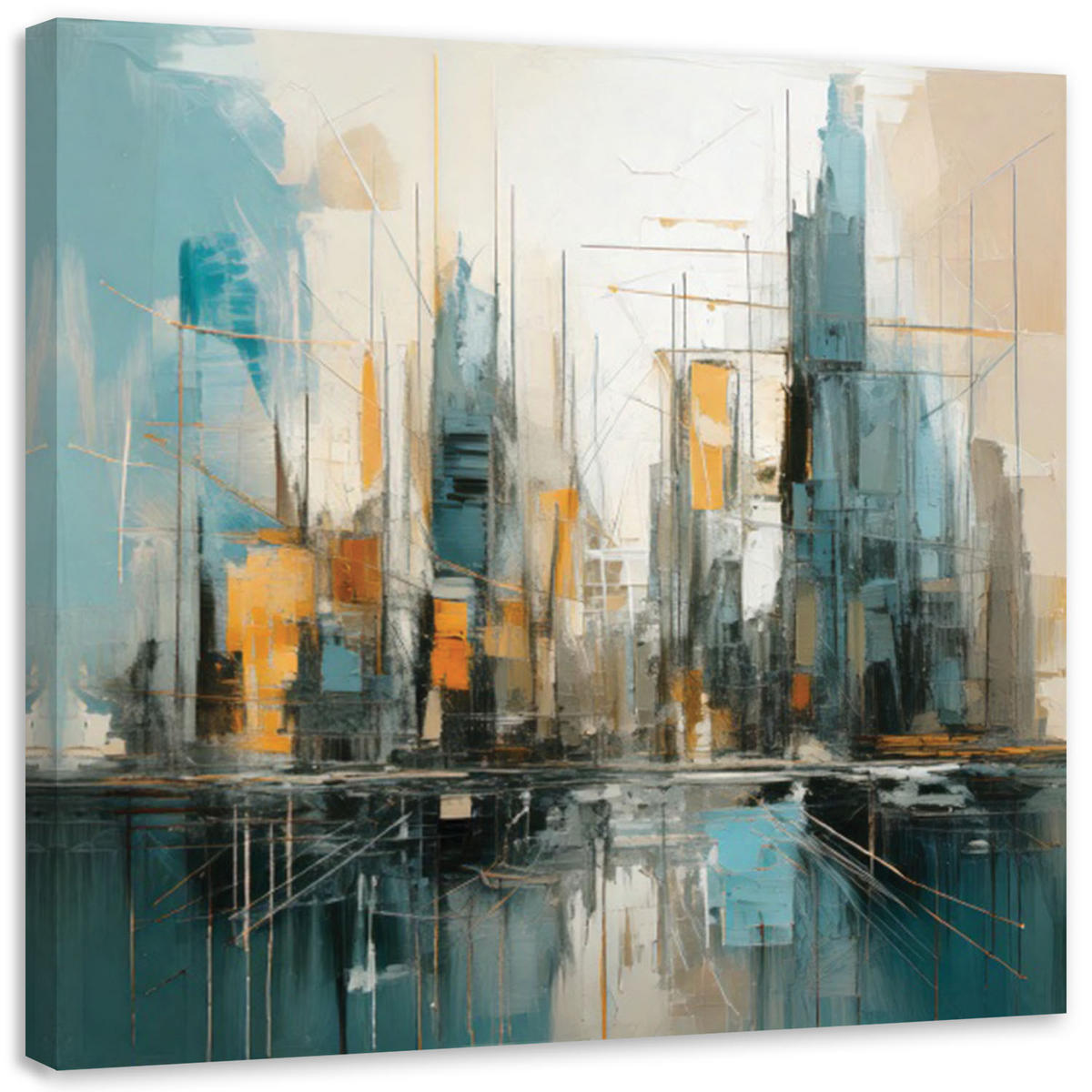 LEINWANDBILD Architektur Stadt Minimalismus 60x60cm - Multicolor, Textil (60/60cm) - Feeby