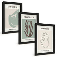 BILDER SET 3er Set - 20x30 cm Schwarzer Rahmen - Matisses stilvolle abstrakte Gemälde - Schwarz, Kunststoff (20/30cm) - TULUP