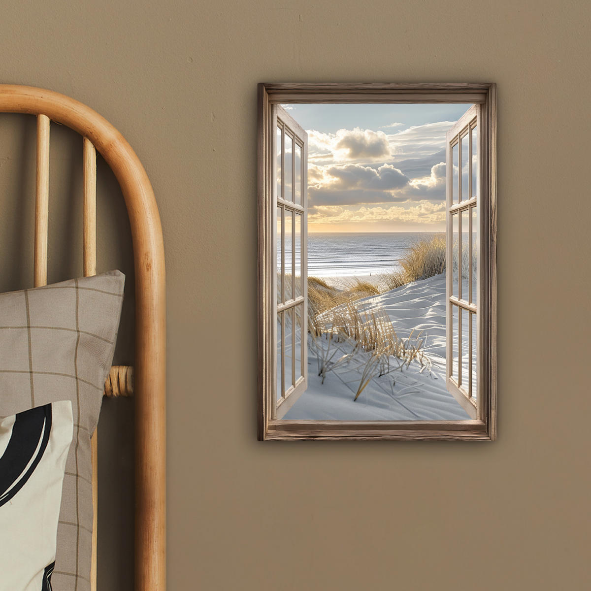 LEINWANDBILD Ausblick - Strand - Dünen - Meer - Natur 20x30 cm - Sandfarben, Textil (20/30cm) - MuchoWow