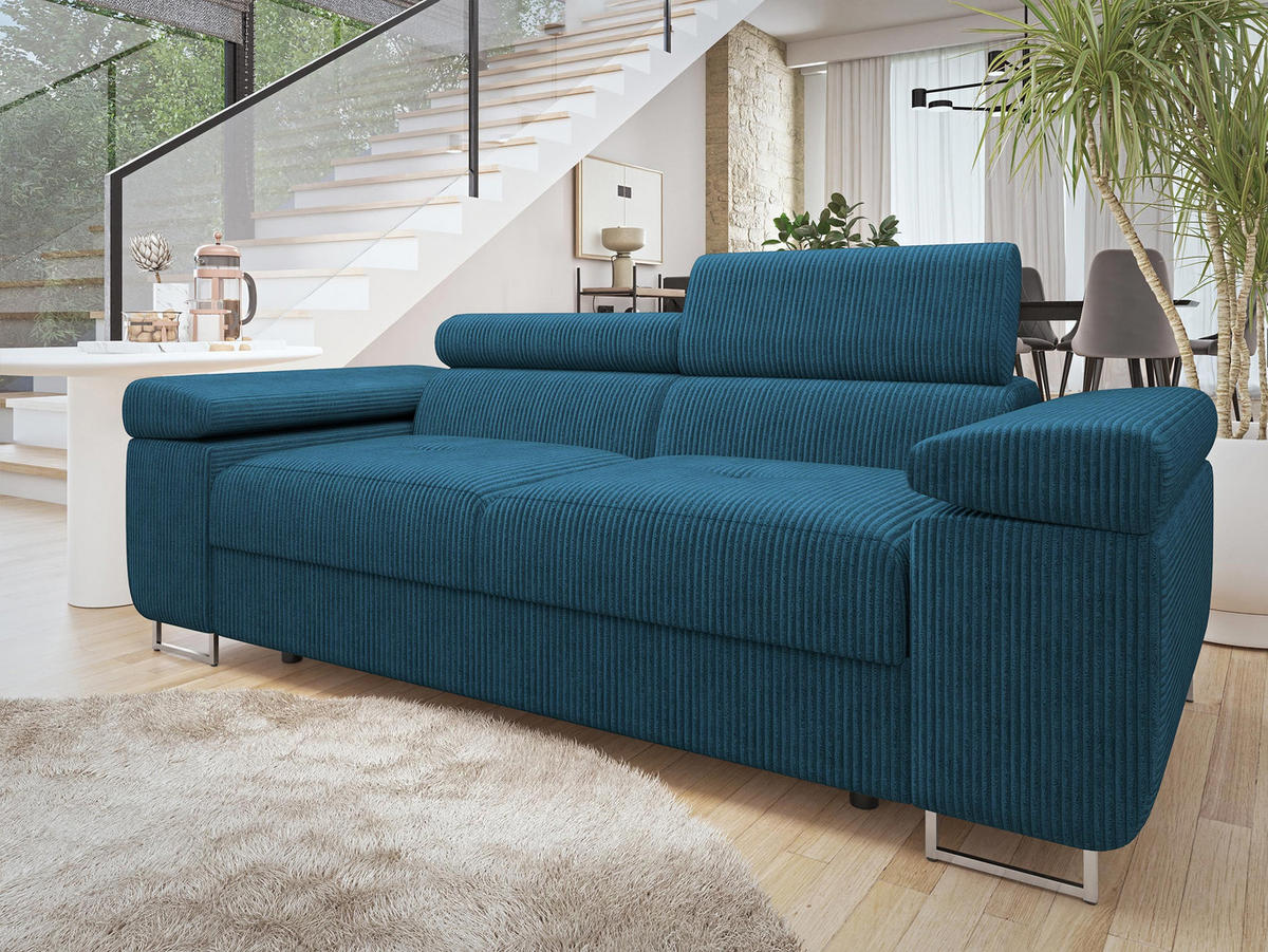 SOFA Torezio 2 Cord - Blau, Holz/Textil (198/90/102cm) - MIRJAN24