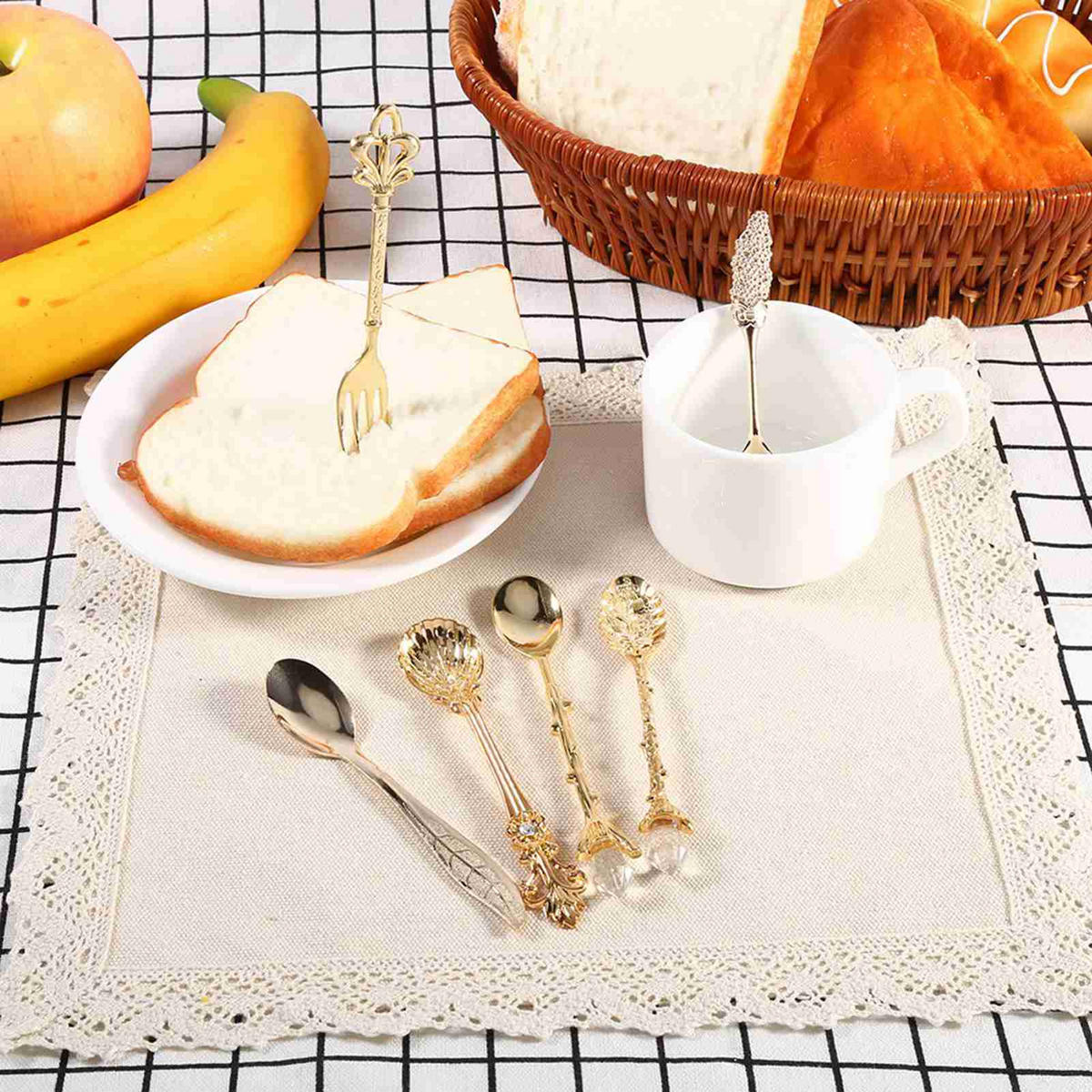 BESTECK-SET Gold 5 Löffel 1 Gabel, Kunstvolles 3D Muster, Deko Accessoire - Goldfarben, Metall