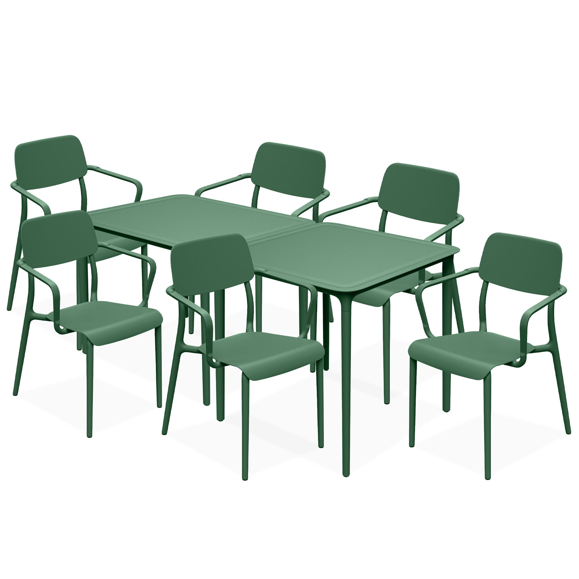 GARTENMÖBEL-SET GALIO, 8-tlg - Grün, Kunststoff - KONSIMO®