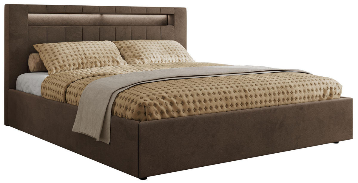 POLSTERBETT GOLD 5 CLASSIC 200/200 - Braun Velvet - ohne Matratze - Braun, Textil (200/200cm) - MKS