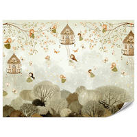 FOTOTAPETE für Kinderzimmer Waldfeen Blumen Sterne Schmetterlinge Baum 400x280 - Beige/Orange, Papier (400/280cm) - Muralo