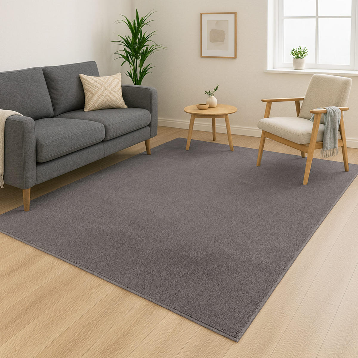 KURZFLOR-TEPPICH Calma 200 Anthrazit 200x280 cm - Grau, Kunststoff/Textil (200/280cm) - carpet city