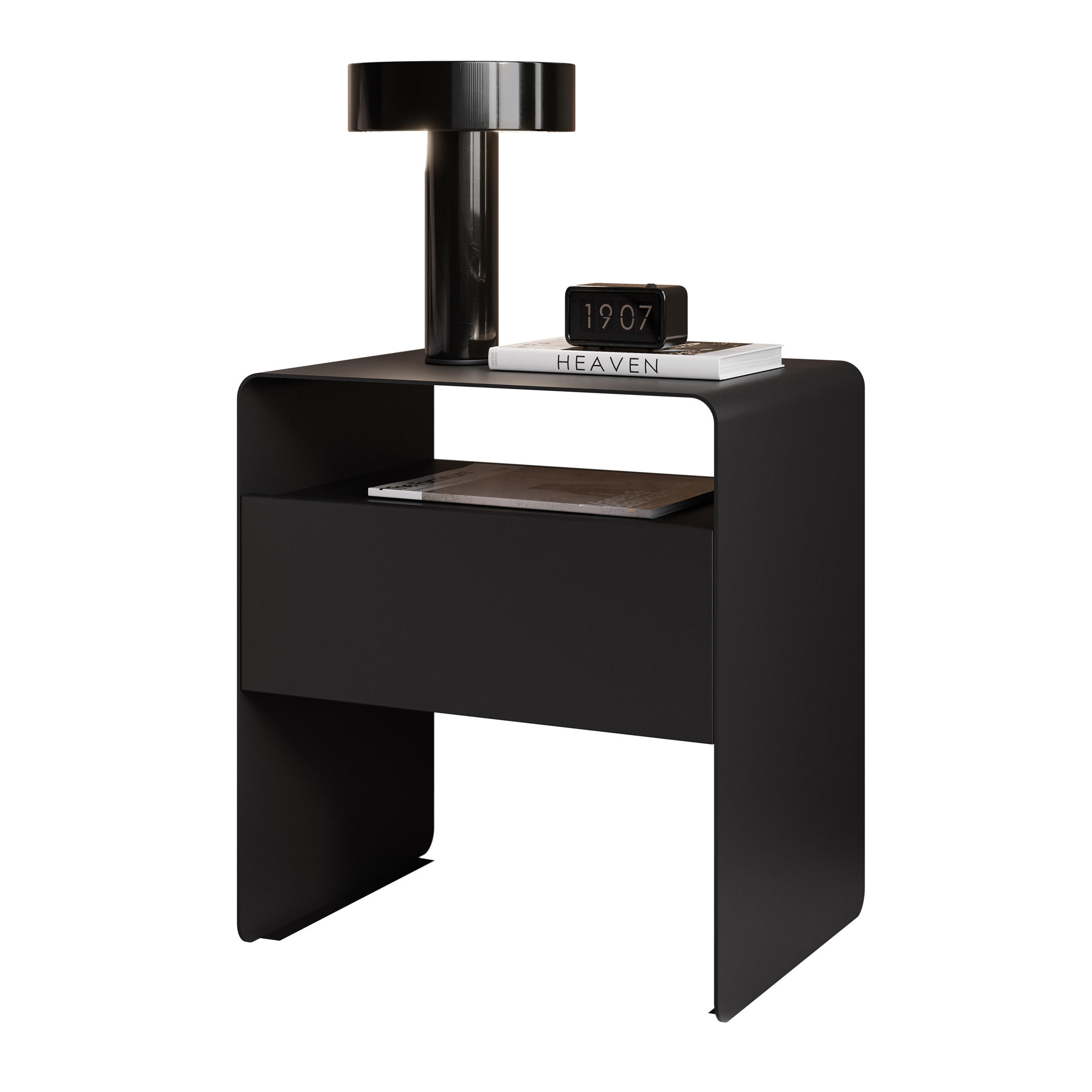 NACHTSCHRANK BOHO mit Schublade, 45/35/50 cm, Schwarz - Schwarz, Metall (45/50/35cm) - Idohome