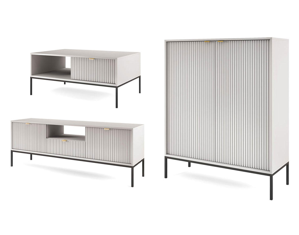 Feldmann-Wohnen Wohnzimmer-Set Grau 258x125x68 cm