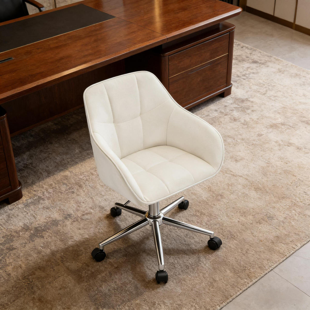 BÜROSTUHL Cremeweiß 40,5/40/86 cm - Creme, Metall (61/40/40.5cm) - PANGIVO