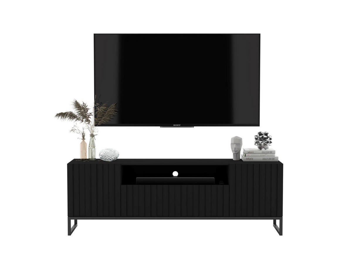 TV-SCHRANK Elpis2 Schwarz Matt mit Metallrahmen Glamour 150 cm - Schwarz, Holzwerkstoff/Metall (150/51.5/36.5cm) - Meble Lindner