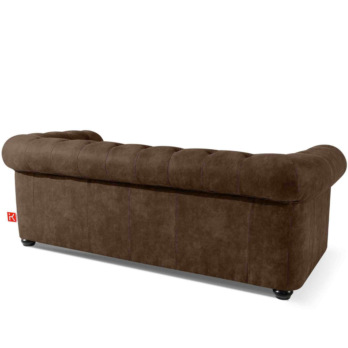 3-SITZER-SOFA GRAVO Chesterfield, Kunstleder - Wengefarben/Dunkelbraun, Leder/Holz (202/72/95cm) - KONSIMO®