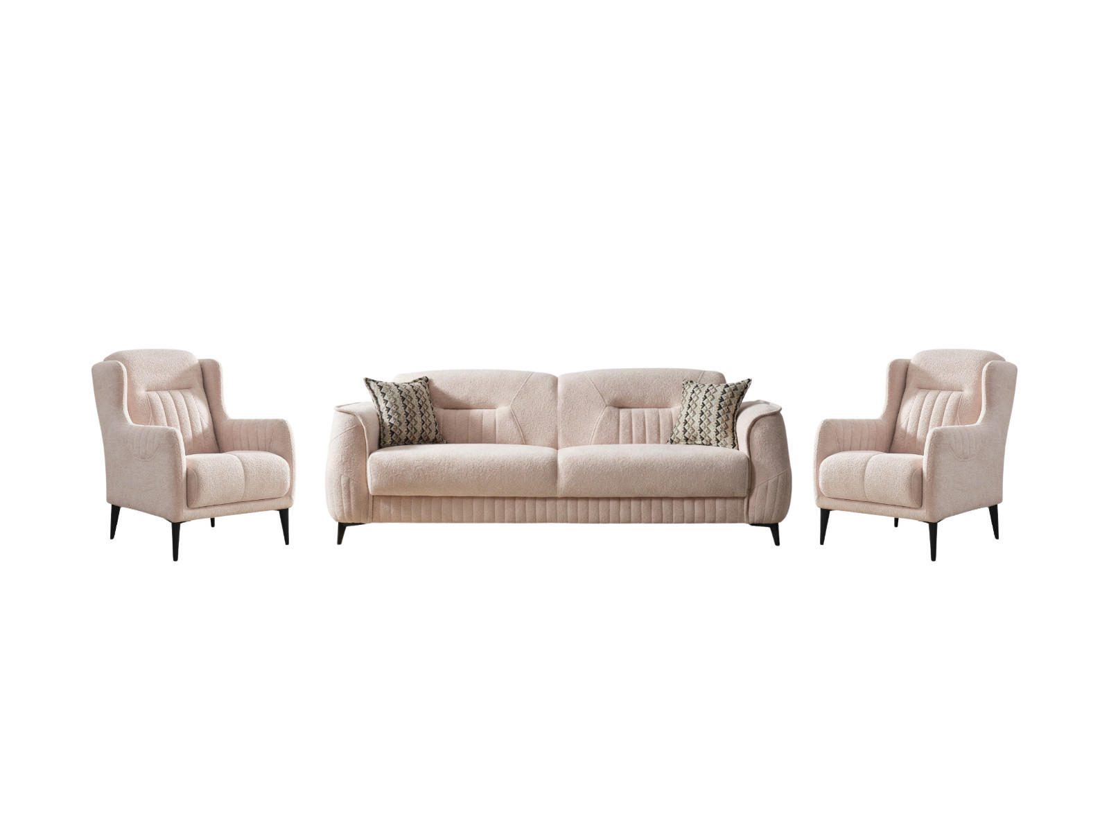 SITZGARNITUR Pasto, Beige Stellvariante 3+1+1 - Beige, Holzwerkstoff/Kunststoff (240/87/98cm)