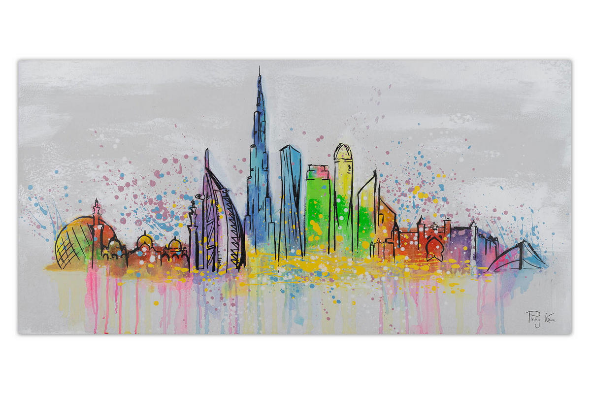 ACRYLBILD HANDGEMALT 120/60 cm - Multicolor/Grau, Holz/Textil (1.7/60cm) - KUNSTLOFT