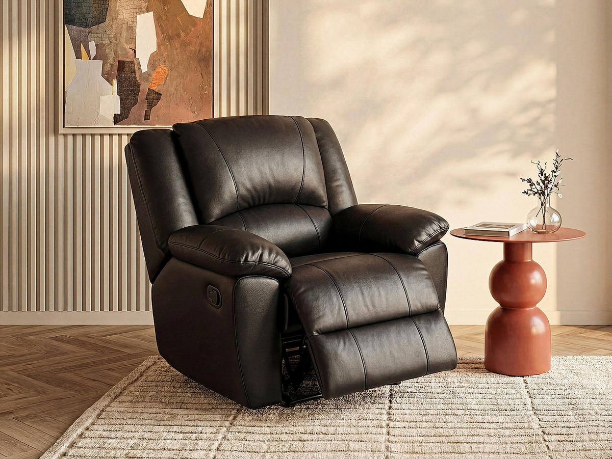 RELAXSESSEL - 1 Person - Leder - Schwarz - - Schwarz, Leder (102/97/99cm) - Vente-Unique