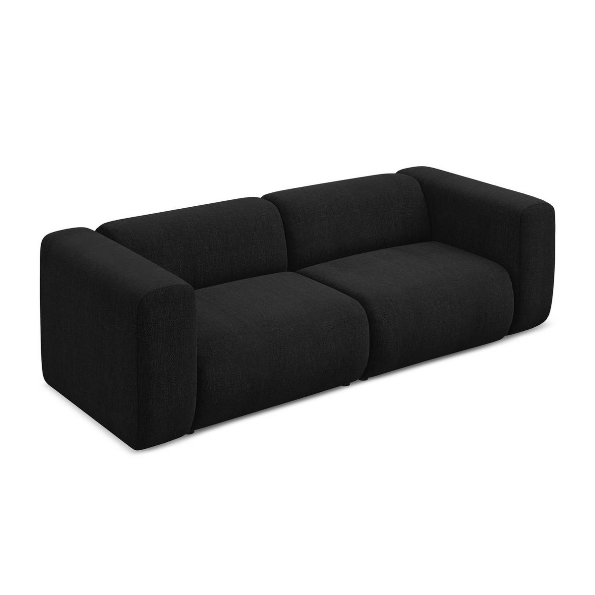 3-SITZER SOFA Chenille Stoff Schwarz - Schwarz, Kunststoff/Textil (228/70/89cm) - LaMiaSofa