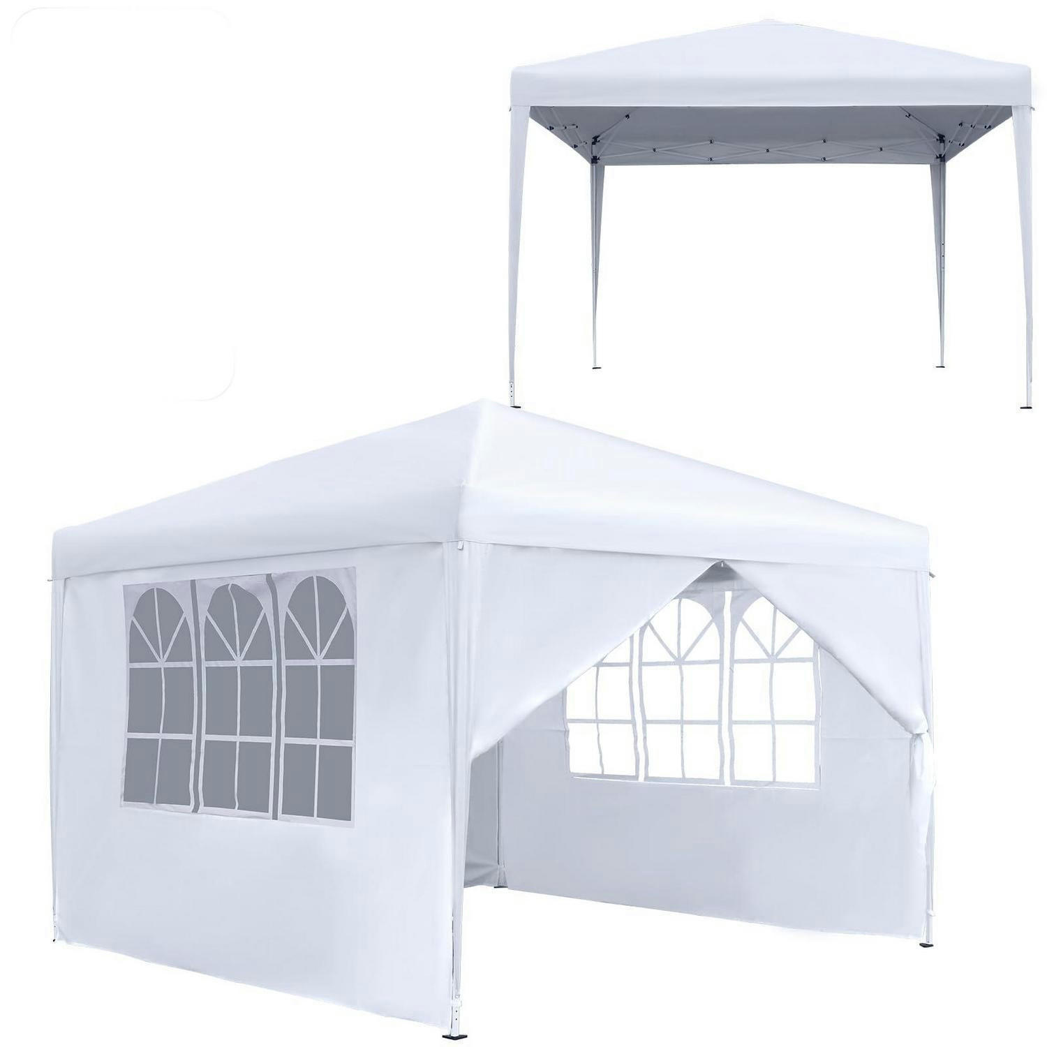 FALTPAVILLON 2.5 x 2.5 m Weiß Wasserdicht mit 4 Seitenteilen - Weiß, Textil (250/260/250cm)