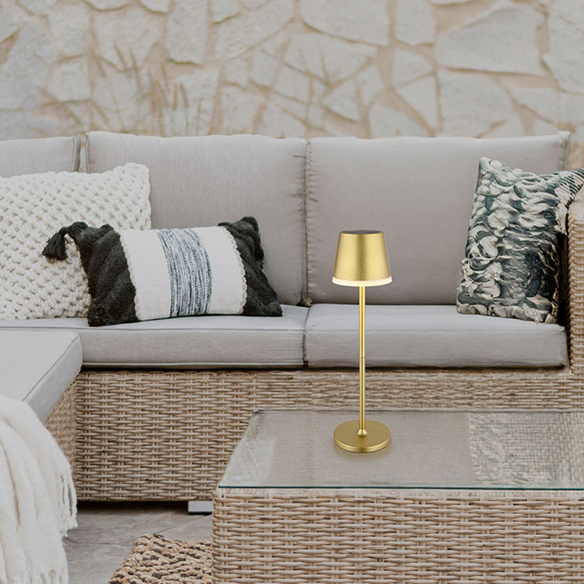 LED AUSSENLEUCHTE Solar Gold - Goldfarben, Metall (11/11/41cm) - Globo Lighting