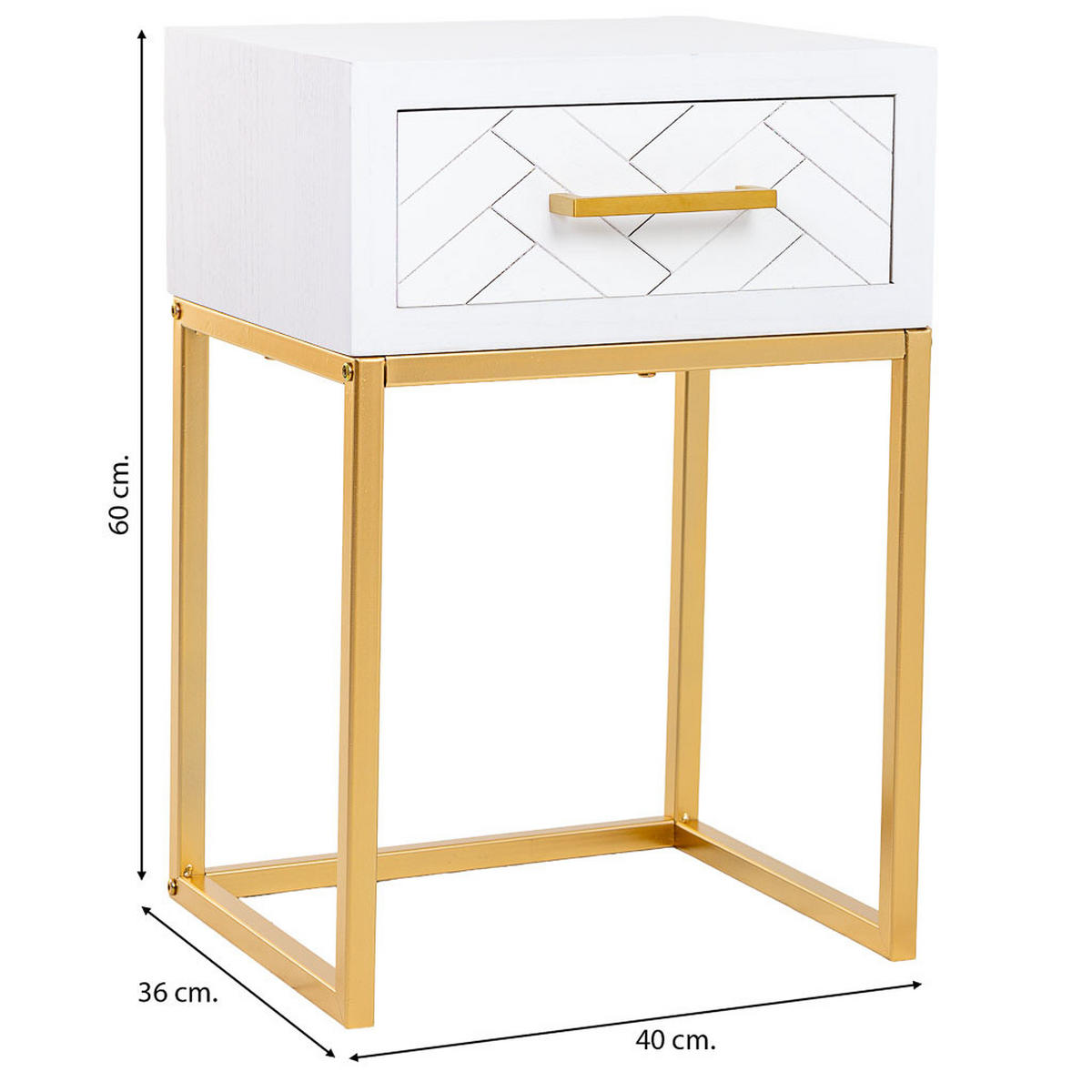 NACHTTISCH aus Metall und Holz, 40x36x60cm - Weiß, Holz (40/60/36cm) - Wanderlust