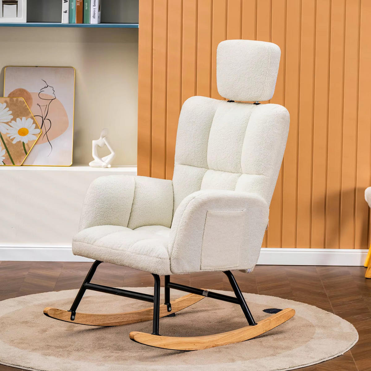 SCHAUKELSTUHL Teddy Stoff 150 kg Beige - Beige, Textil (51/91/57cm) - Coonoor