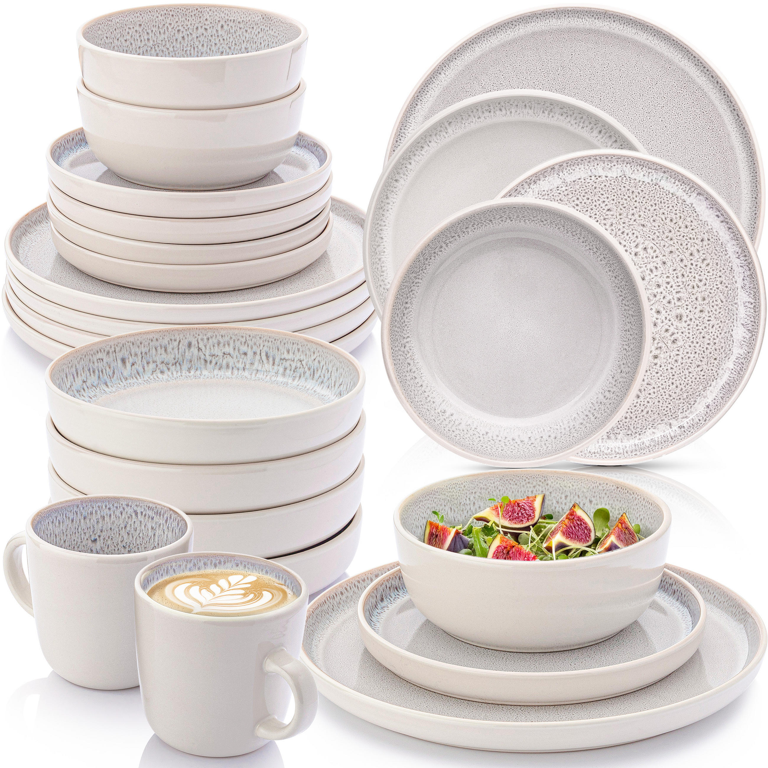 KOMBISERVICE KRETA - 30 teilig aus Steingut - Creme, Stein (27/9.5/27cm) - Sänger
