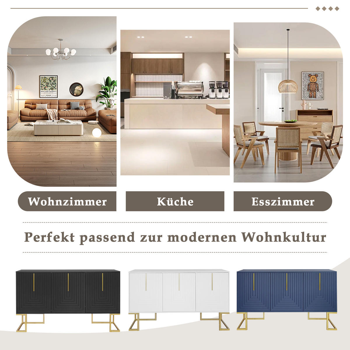 SIDEBOARD Weiß 138/40/80,5CM - Weiß, Holzwerkstoff/Metall (40/80.5/138cm) - Urban Meuble